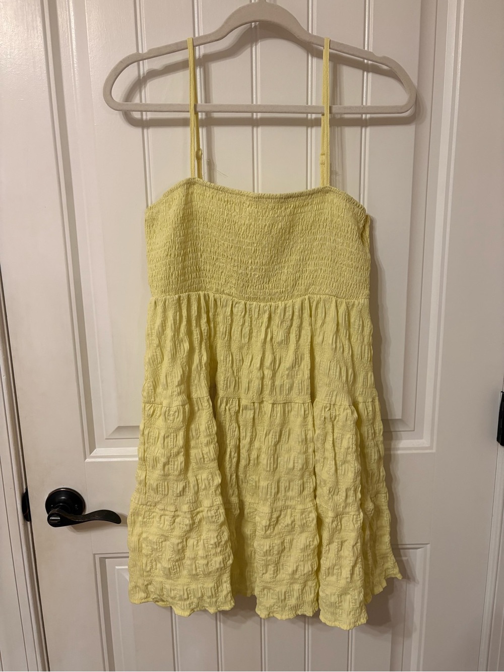 Women’s Yellow Smocked Sundress - Spaghetti Strap Dress